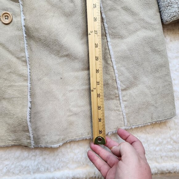 Vintage Xhilaration XL Genuine Leather Coat Sherpa Lined Stitching Frontier - Picture 3 of 11